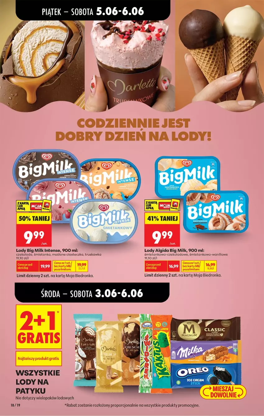 Gazetka promocyjna Biedronka - Od Środy - ważna 03.06 do 04.06.2026 - strona 20 - produkty: Algida, Big Milk, Czekolada, LG, Lody, Por
