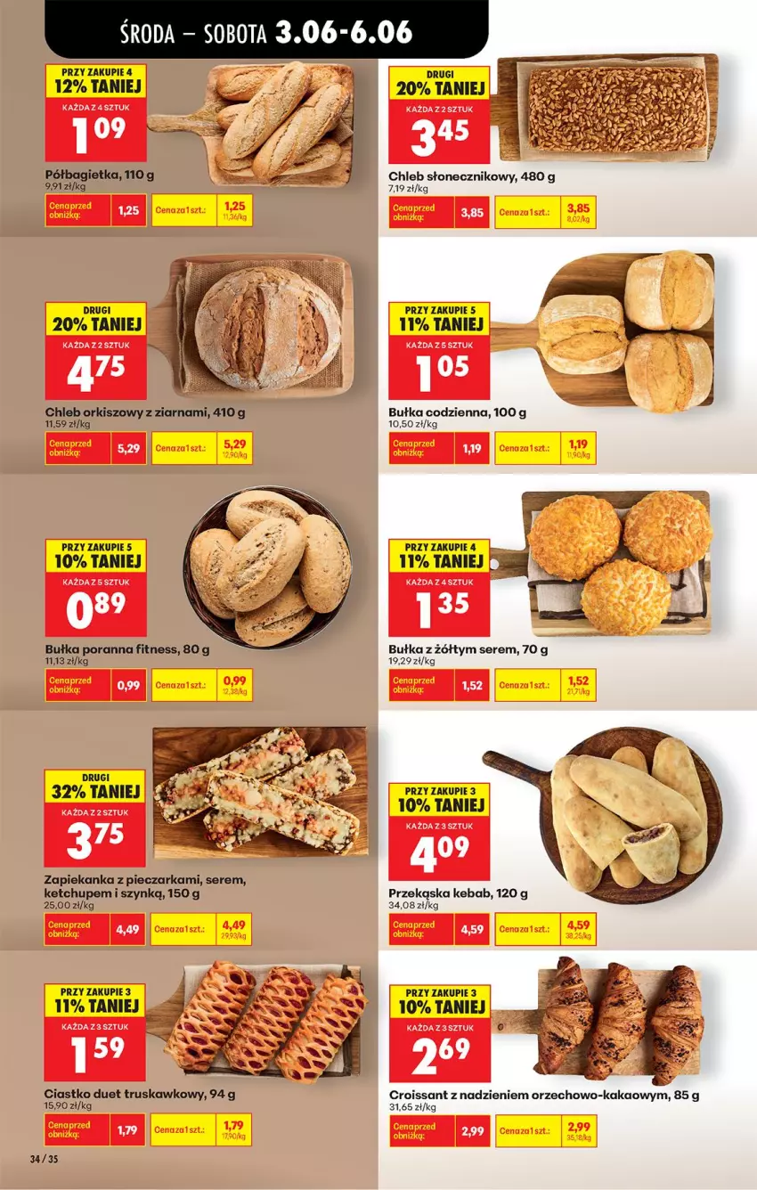 Gazetka promocyjna Biedronka - Od Środy - ważna 03.06 do 04.06.2026 - strona 36 - produkty: Bagietka, Bułka, Chleb, Croissant, Kakao, Kebab, Ketchup, Piec, Pieczarka, Półbagietka, Por, Ser, Zapiekanka