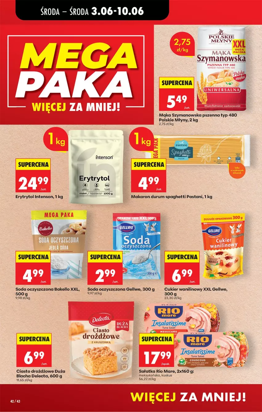 Gazetka promocyjna Biedronka - Od Środy - ważna 03.06 do 04.06.2026 - strona 44 - produkty: Cukier, Cukier wanilinowy, Delecta, Kuskus, Mąka, Makaron, Pliska, Polskie Młyny, Rio Mare, Rum, Sałat, Sałatka, Soda oczyszczona, Spaghetti