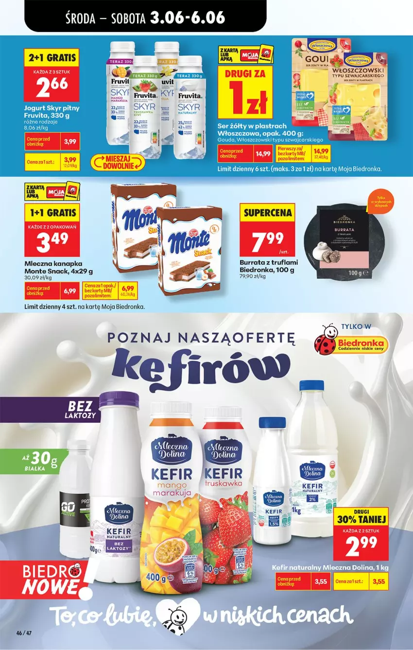 Gazetka promocyjna Biedronka - Od Środy - ważna 03.06 do 04.06.2026 - strona 50 - produkty: Burrata, Cars, Fa, Gra, Kefir, Mango, Mleczna kanapka, Monte, Por, Stek, Tera