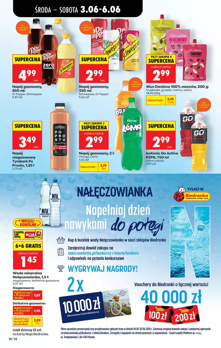 Gazetka promocyjna Biedronka - Od Środy - ważna 03.06 do 04.06.2026 - strona 60 - produkty: Gin, Gra, Gry, LG, Mus, Nałęczowianka, Napój, Napój gazowany, Schweppes, Tymbark