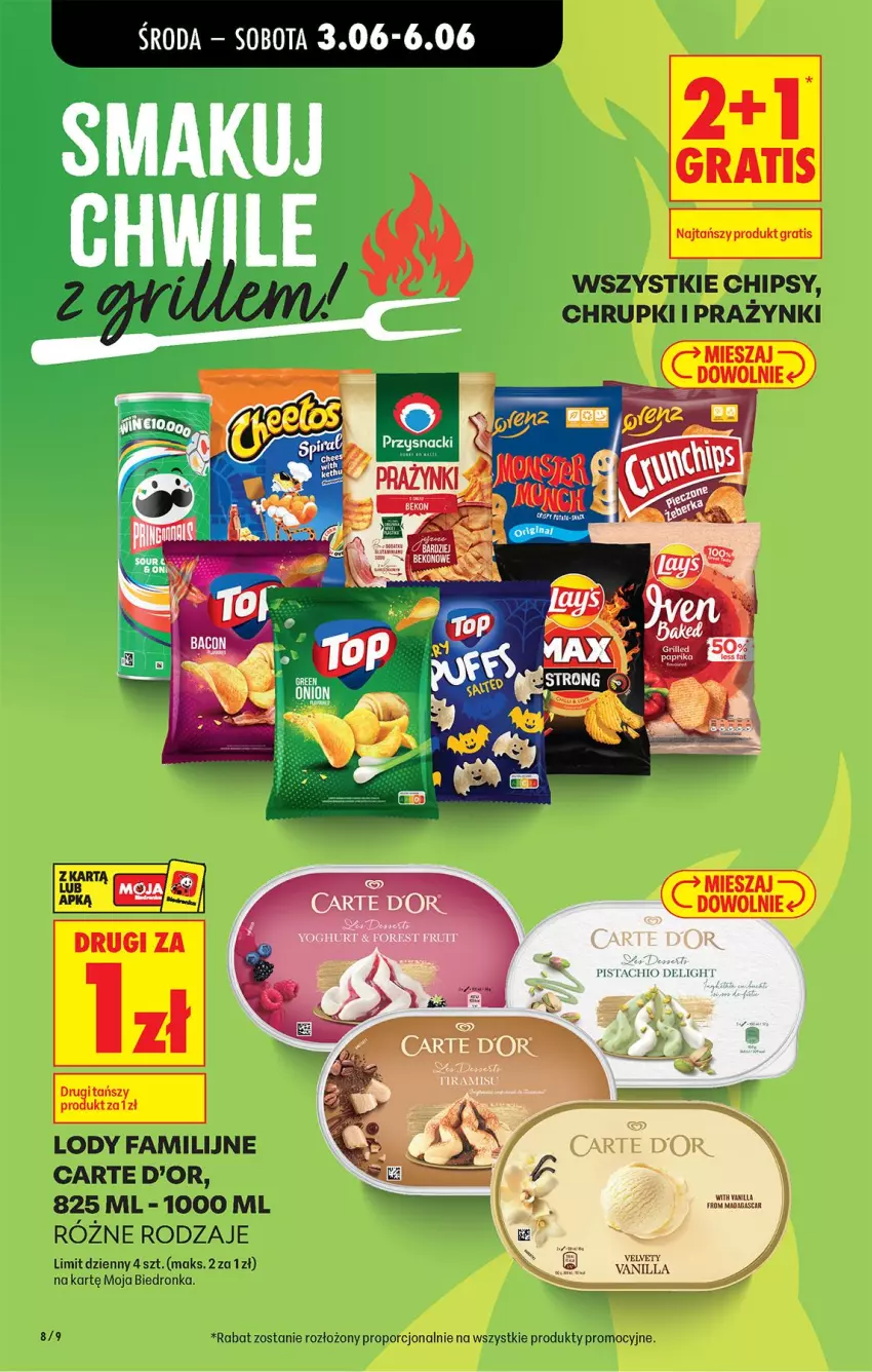Gazetka promocyjna Biedronka - Od Środy - ważna 03.06 do 04.06.2026 - strona 8 - produkty: Chipsy, Chrupki, Fa, Gra, Lody, Por