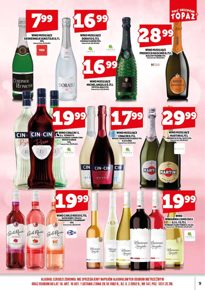 Gazetka promocyjna Topaz - Gazetka - ważna 01.08 do 17.08.2025 - strona 11 - produkty: Fa, Martini, Mus, Prosecco, Vermouth, Winiarnia Zamojska, Wino, Wino musujące