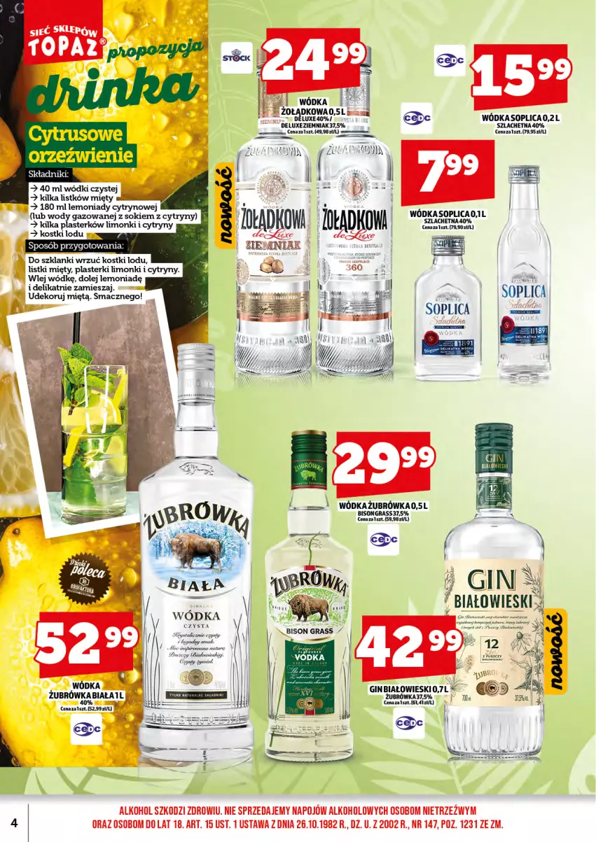 Gazetka promocyjna Topaz - Gazetka - ważna 01.08 do 17.08.2025 - strona 6 - produkty: Cytryny, Gra, Lanki, Olej, Plasterki, Sok, Soplica, Wódka