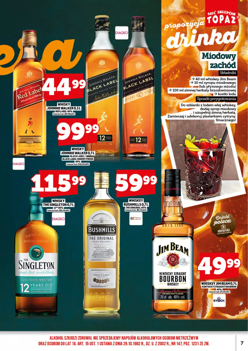 Gazetka promocyjna Topaz - Gazetka - ważna 01.08 do 17.08.2025 - strona 9 - produkty: Cytryny, Gin, Jim Beam, Lanki, Plasterki, Syrop, Whiskey, Whisky