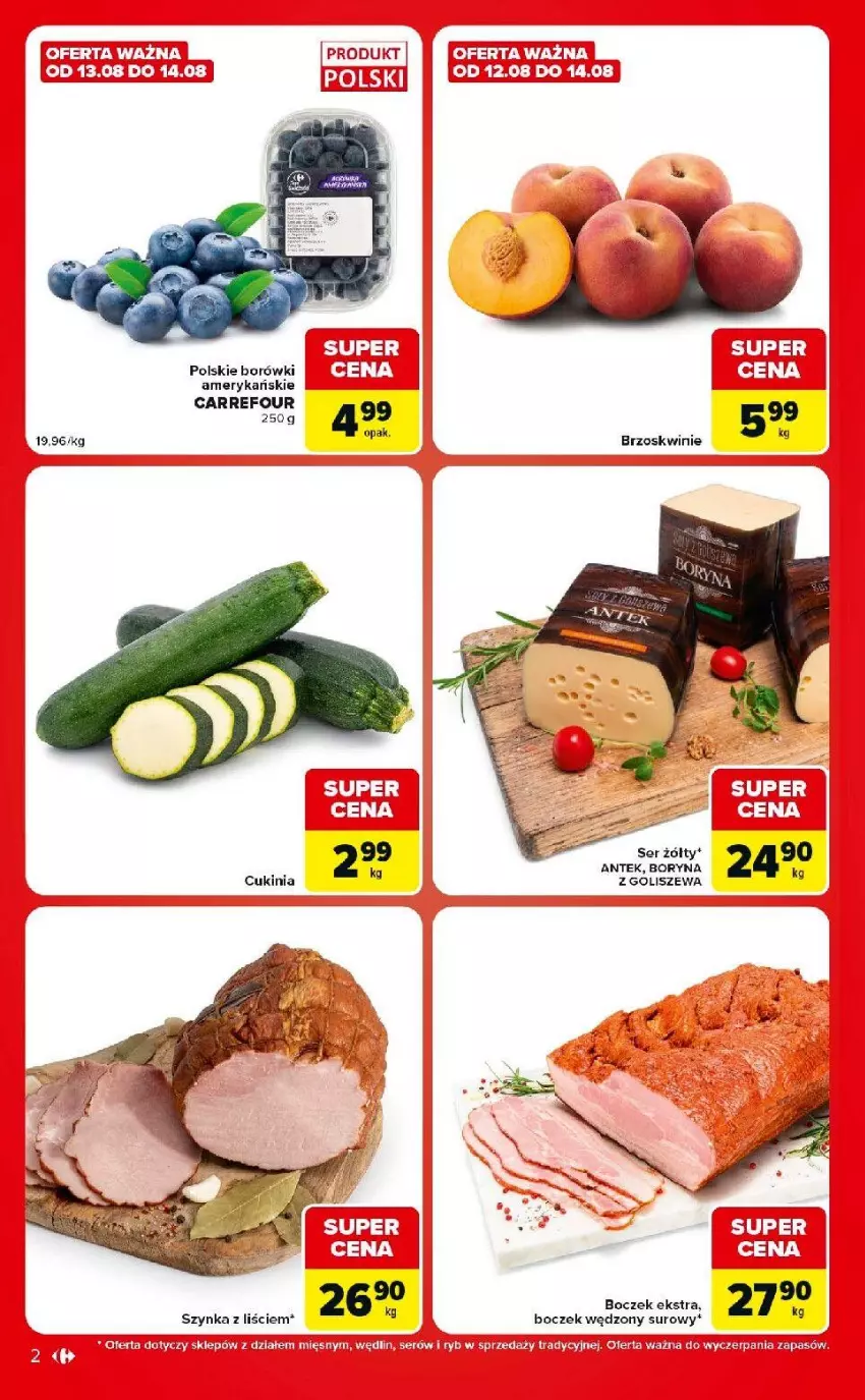 Gazetka promocyjna Carrefour - Gazetka Market w SUMIE ekspresowe zakupy - ważna 11.08 do 17.08.2026 - strona 2 - produkty: Boczek, Brzoskwinie, Laur, Ser, Szynka