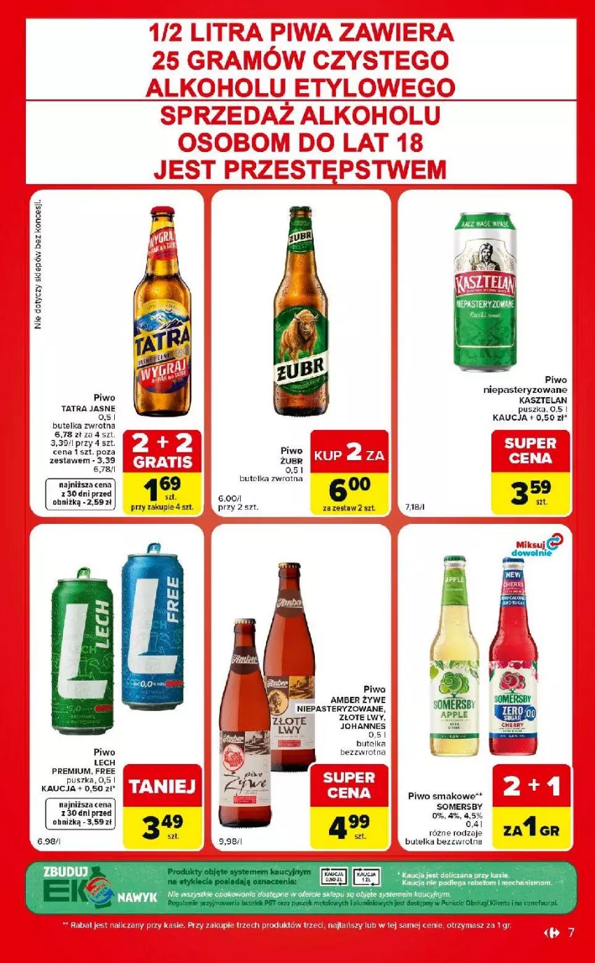 Gazetka promocyjna Carrefour - Gazetka Market w SUMIE ekspresowe zakupy - ważna 11.08 do 17.08.2026 - strona 7 - produkty: Fa, Gra, Kasztelan, Lech Premium, Piwa, Piwo, Rama, Somersby, Tatra