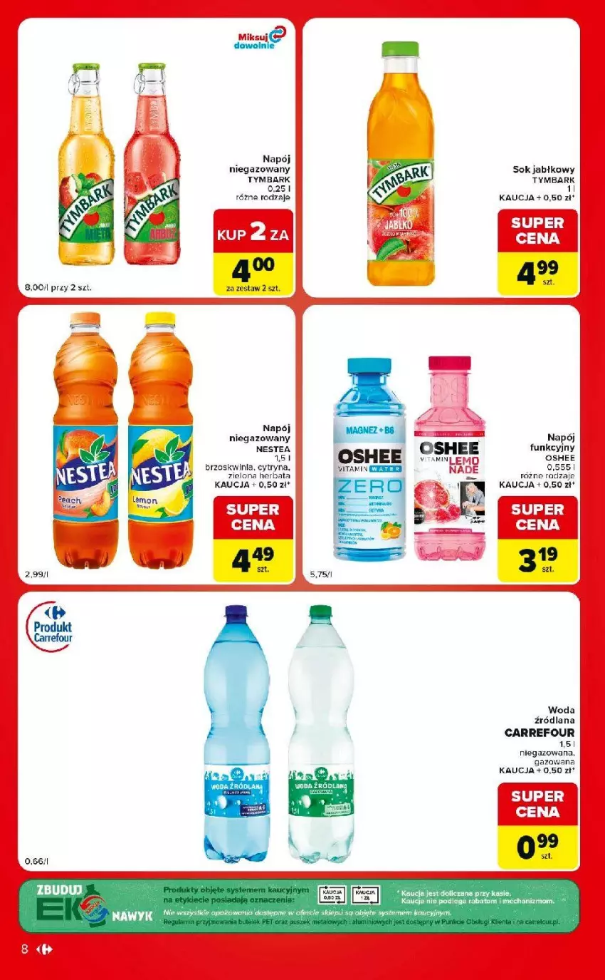 Gazetka promocyjna Carrefour - Gazetka Market w SUMIE ekspresowe zakupy - ważna 11.08 do 17.08.2026 - strona 8 - produkty: Herbata, LANA, Napój, Nestea, Oshee, Sok, Sok jabłkowy, Tymbark, Woda