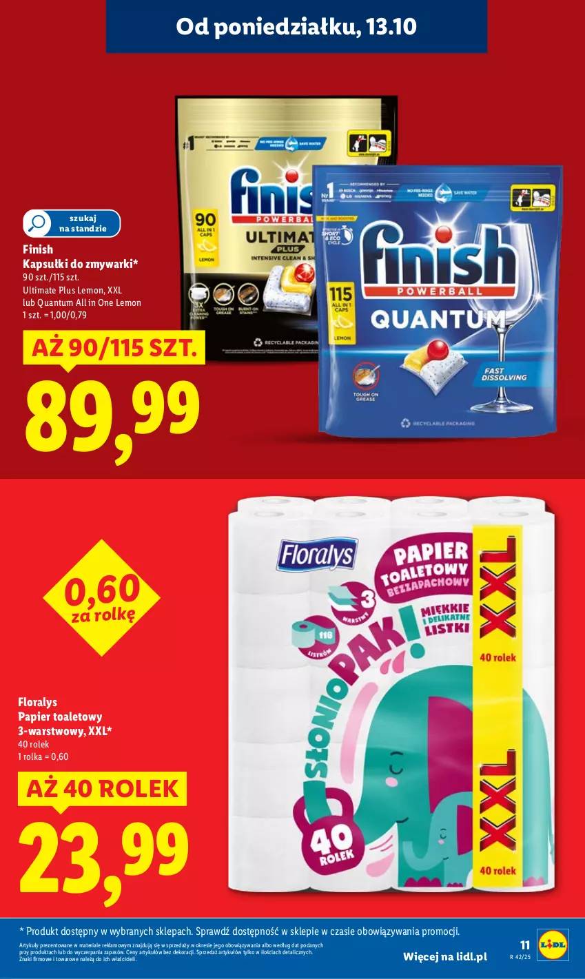 Gazetka promocyjna Lidl - GAZETKA - ważna 13.10 do 15.10.2025 - strona 11 - produkty: Finish, Flora, Papier, Papier toaletowy, Zmywarki