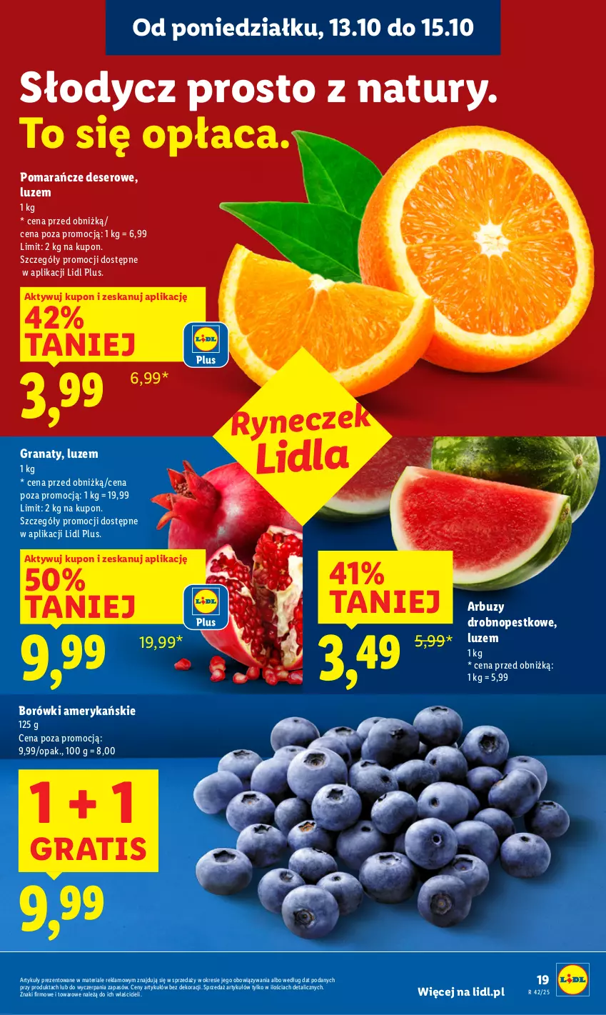 Gazetka promocyjna Lidl - GAZETKA - ważna 13.10 do 15.10.2025 - strona 19 - produkty: Arbuz, Deser, Gra, Granat, Pomarańcze, Ser