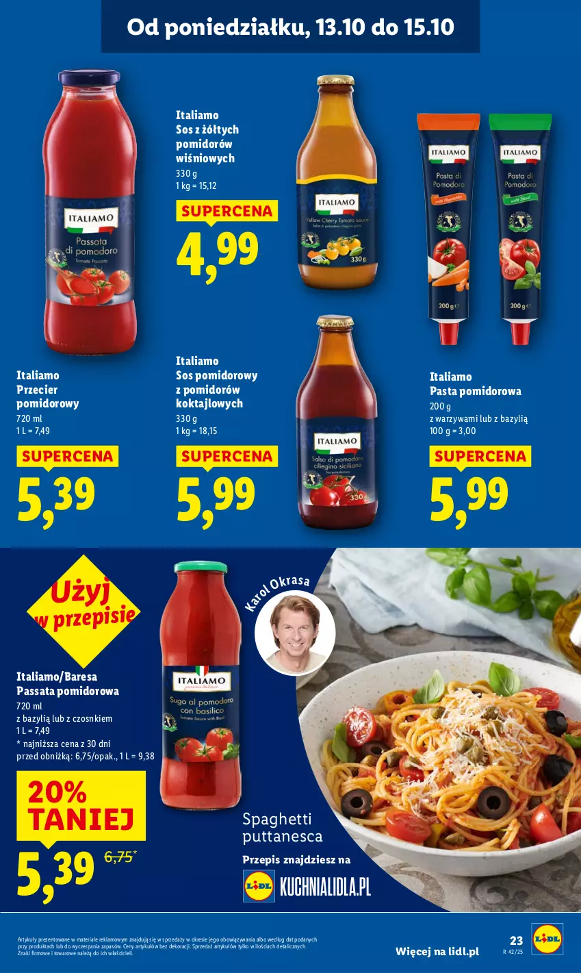 Gazetka promocyjna Lidl - GAZETKA - ważna 13.10 do 15.10.2025 - strona 23 - produkty: Bazyl, Sos, Sos pomidorowy, Spaghetti, Warzywa
