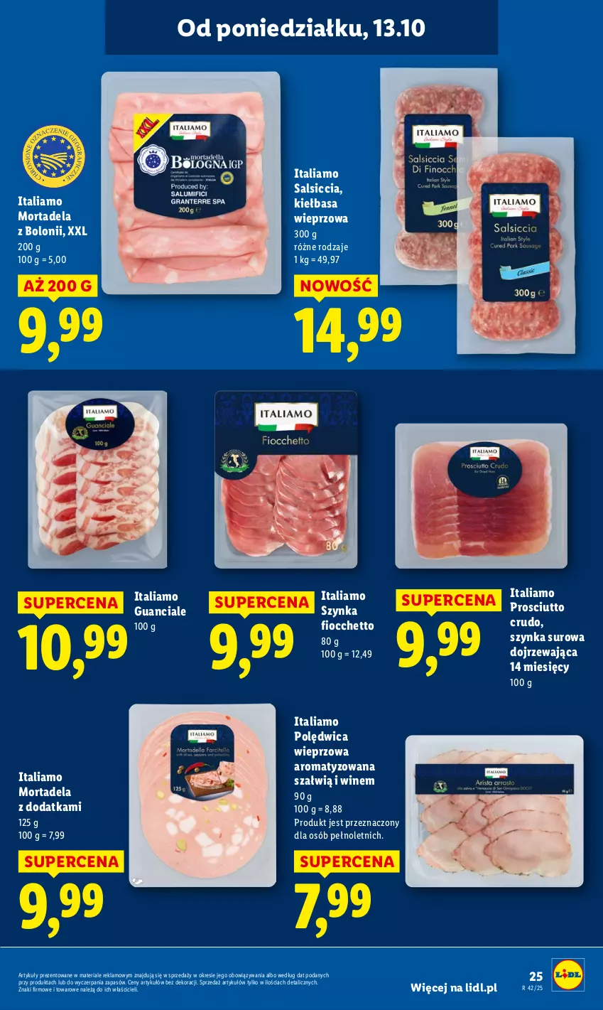 Gazetka promocyjna Lidl - GAZETKA - ważna 13.10 do 15.10.2025 - strona 25 - produkty: Kiełbasa, Polędwica, Prosciutto, Szynka