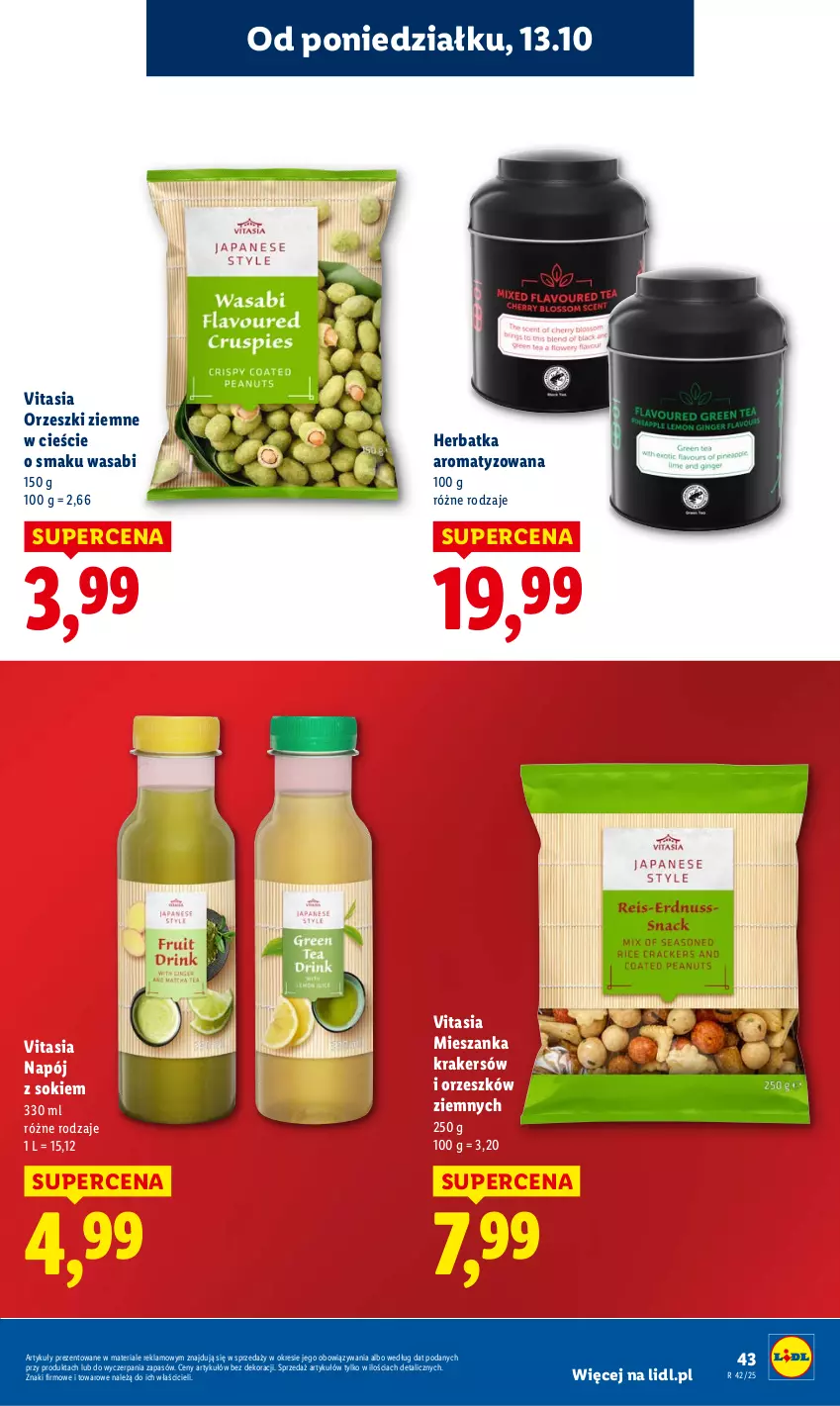 Gazetka promocyjna Lidl - GAZETKA - ważna 13.10 do 15.10.2025 - strona 43 - produkty: Napój, Orzeszki, Orzeszki ziemne, Sok, Wasa