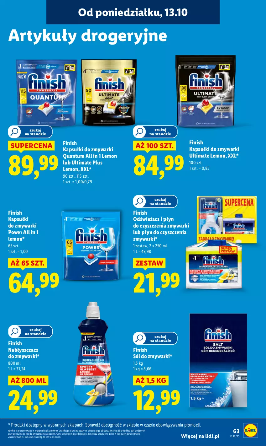 Gazetka promocyjna Lidl - GAZETKA - ważna 13.10 do 15.10.2025 - strona 63 - produkty: Finish, Sól, Zmywarki