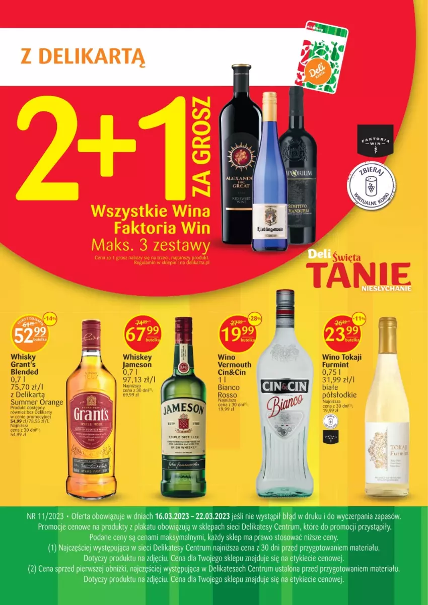 Gazetka promocyjna Delikatesy Centrum - Folder alkoholowy DC11 - ważna 16.03 do 22.03.2023 - strona 2 - produkty: Gra, Grant's, Jameson, Tokaji, Vermouth, Whiskey, Whisky, Wino