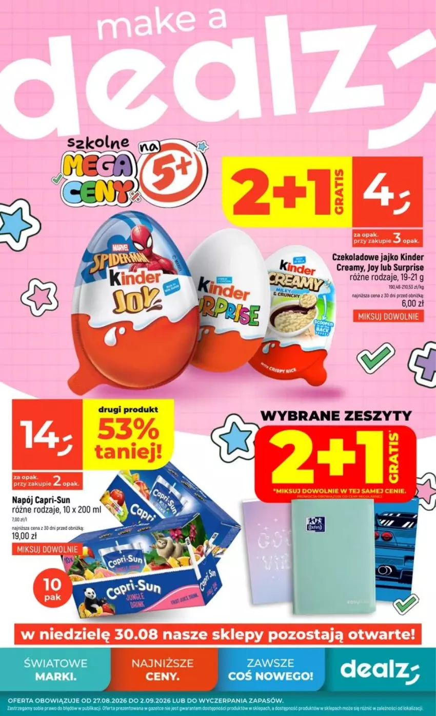 Gazetka promocyjna Dealz - NOWA GAZETKA - ważna 27.08 do 02.09.2026 - strona 1 - produkty: Kinder, Napój