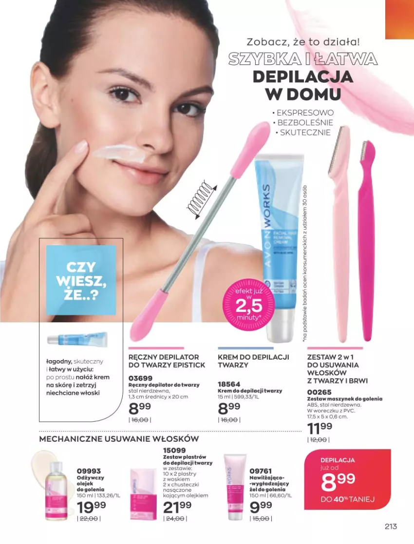 Gazetka promocyjna Avon - Marzec - ważna 01.03 do 31.03.2021 - strona 209 - produkty: Chusteczki, Depilator, Fa, Krem do depilacji, Olej