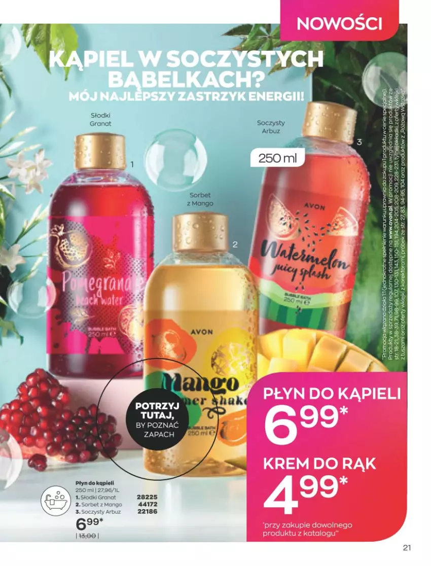 Gazetka promocyjna Avon - Marzec - ważna 01.03 do 31.03.2021 - strona 21 - produkty: Arbuz, Gra, Granat, Mango, Płyn do kąpieli