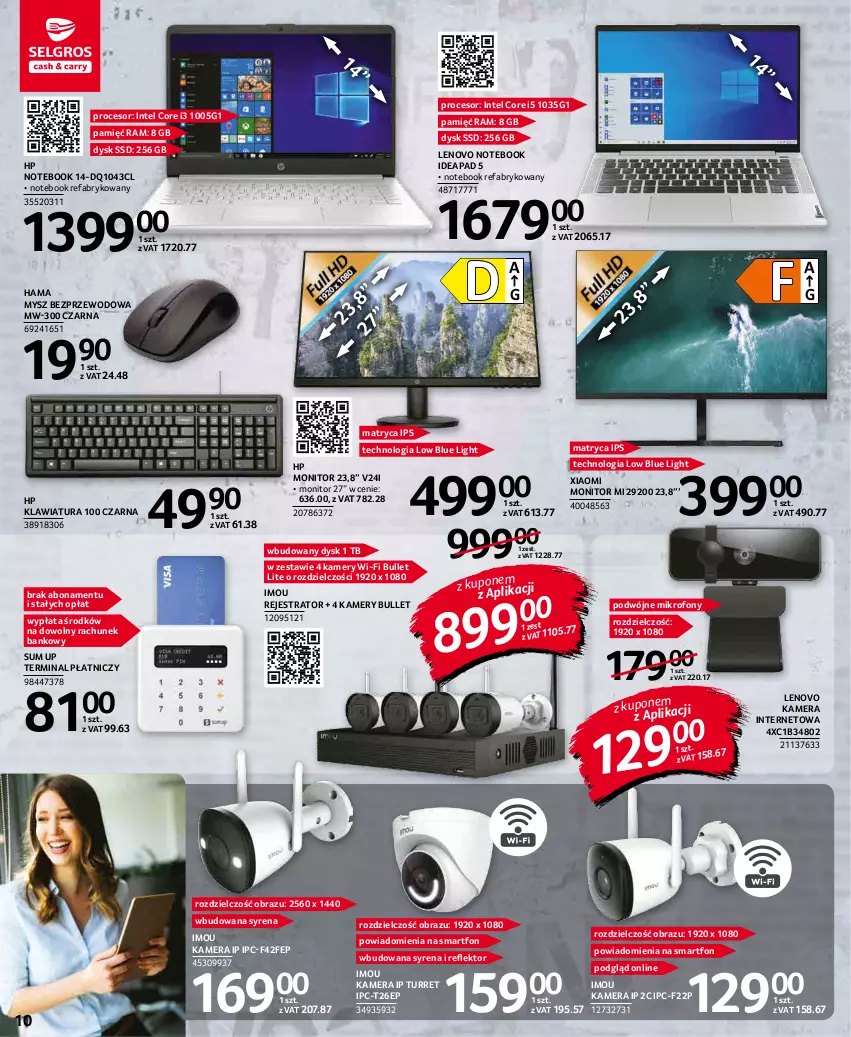 Gazetka promocyjna Selgros - Oferta przemysłowa - ważna 07.01 do 19.01.2022 - strona 10 - produkty: Fa, Hama, HP, Intel, Kamera, Kamera internetowa, Kamery, Klawiatura, Lenovo, Mikrofon, Monitor, Mysz, Mysz bezprzewodowa, Notebook, Obraz, Procesor, Reflektor, Smartfon