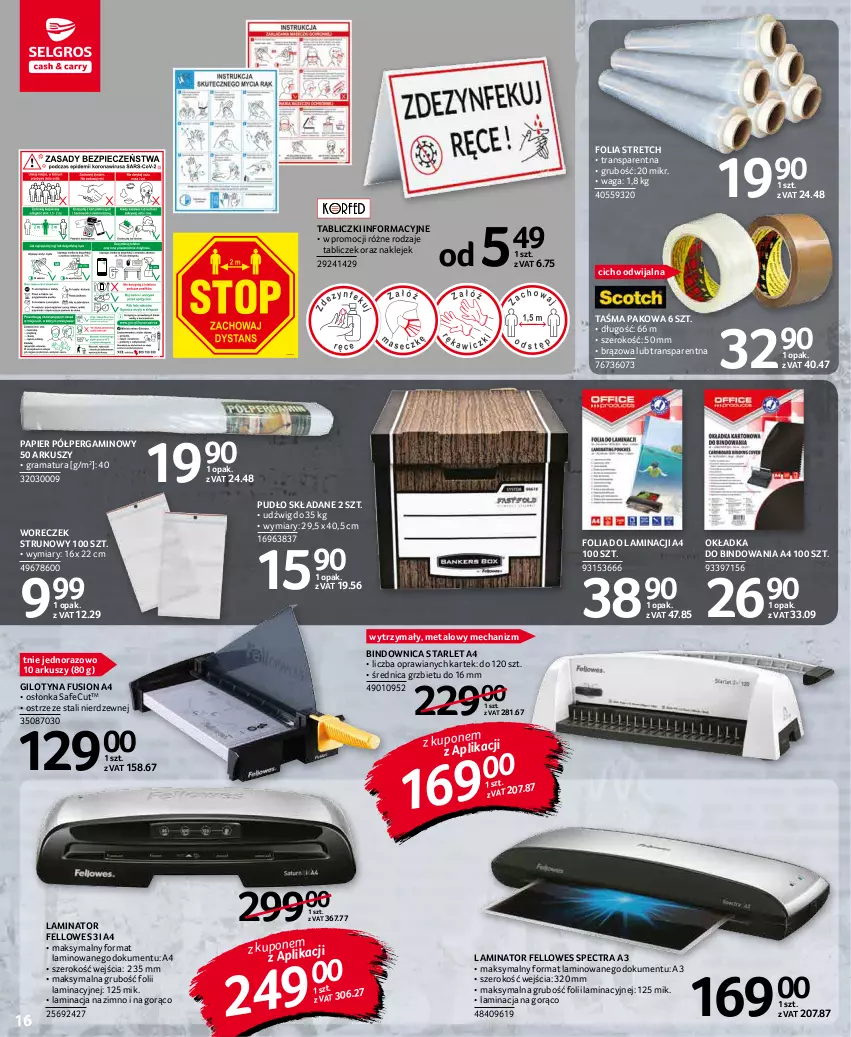 Gazetka promocyjna Selgros - Oferta przemysłowa - ważna 07.01 do 19.01.2022 - strona 16 - produkty: Dźwig, Fusion, Gra, Klej, Osłonka, Papier, Rama, Taśma pakowa, Tran, Waga, Woreczek