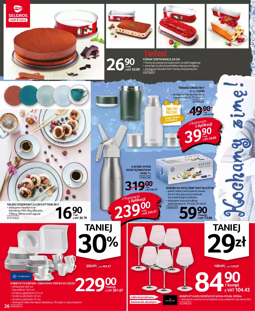 Gazetka promocyjna Selgros - Oferta przemysłowa - ważna 07.01 do 19.01.2022 - strona 26 - produkty: Deser, Fa, Komplet obiadowy, Lanki, Mars, Piec, Ser, Syfon, Talerz, Talerz deserowy, Termos, Tortownica