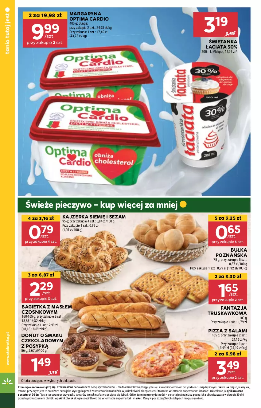 Gazetka promocyjna Stokrotka - Market - ważna 12.09 do 18.09.2024 - strona 14 - produkty: Bagietka, Bułka, Donut, Fa, Fanta, Kajzerka, Margaryna, Mięso, Optima, Optima Cardio, Owoce, Piec, Pieczywo, Pizza, Salami, Sezam, Warzywa