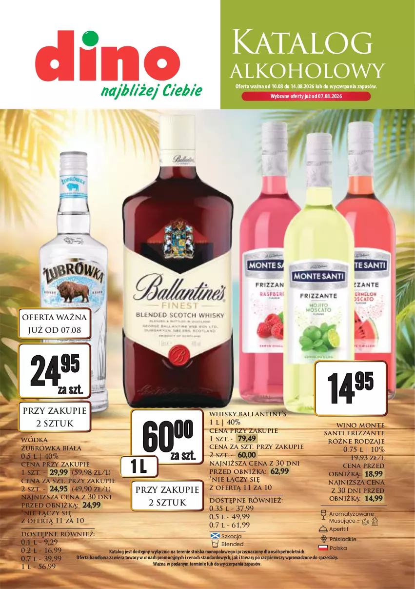 Gazetka promocyjna Dino - Katalog alkoholowyㅤ - ważna 10.08 do 14.08.2026 - strona 1 - produkty: Koc, Monte, Monte Santi, Mus, Whisky, Wino, Wódka