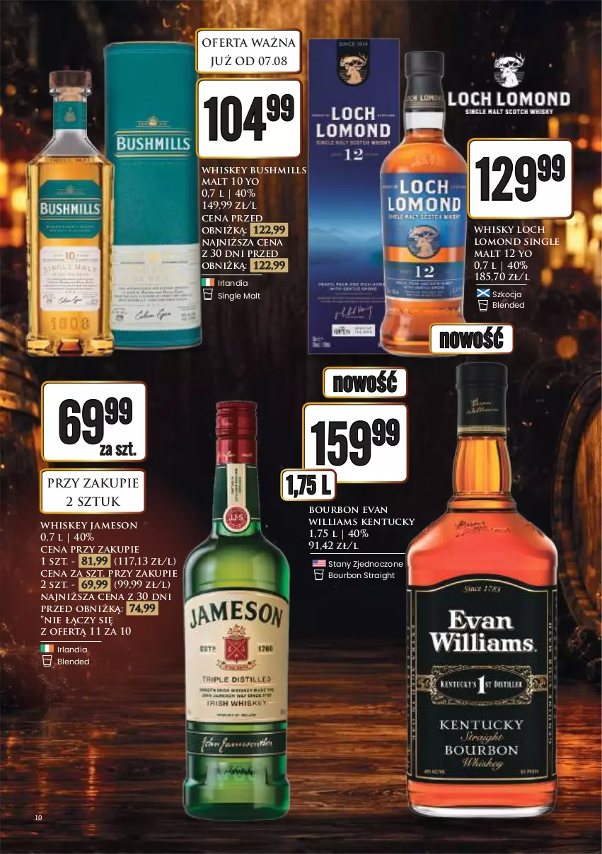 Gazetka promocyjna Dino - Katalog alkoholowyㅤ - ważna 10.08 do 14.08.2026 - strona 10 - produkty: Bourbon, Bushmills, Iams, Jameson, Koc, Whiskey, Whisky