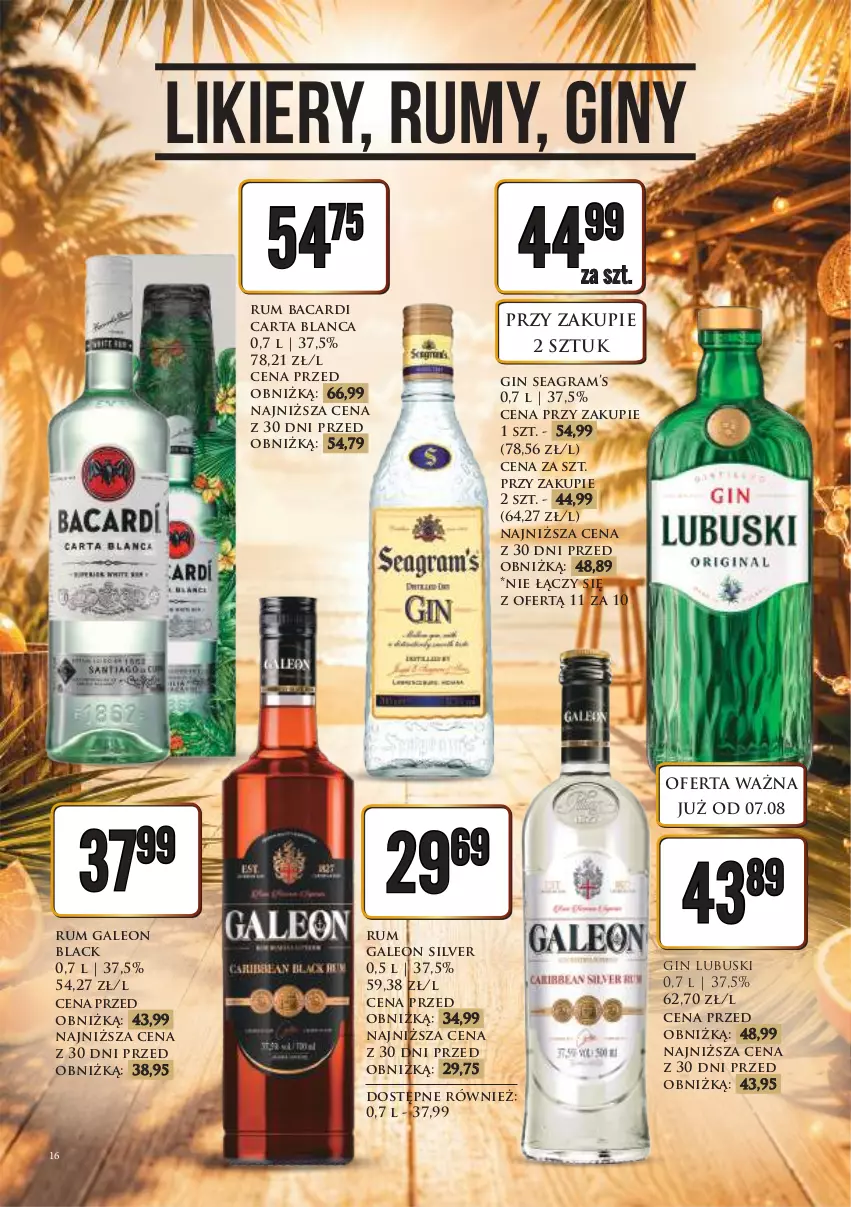 Gazetka promocyjna Dino - Katalog alkoholowyㅤ - ważna 10.08 do 14.08.2026 - strona 16 - produkty: Bacardi, Gin, Gra, Lack, Leon, Likier, Rum