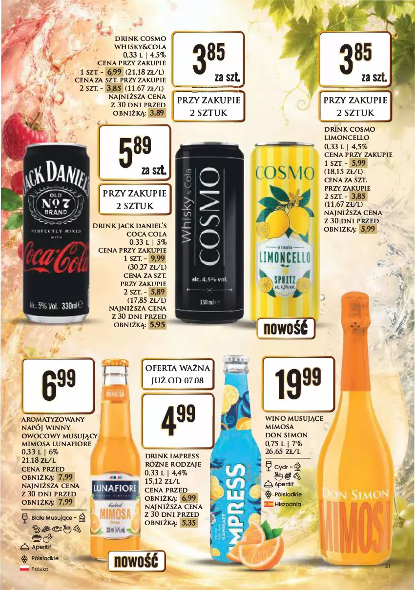 Gazetka promocyjna Dino - Katalog alkoholowyㅤ - ważna 10.08 do 14.08.2026 - strona 21 - produkty: Mimosa, Mus, Napój, Whisky, Wino, Wino musujące