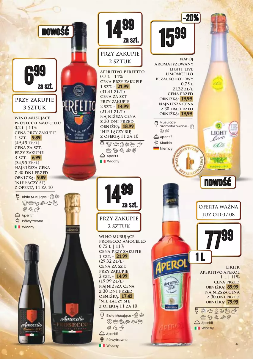 Gazetka promocyjna Dino - Katalog alkoholowyㅤ - ważna 10.08 do 14.08.2026 - strona 23 - produkty: Aperol, Likier, Mus, Napój, Prosecco, Wino, Wino musujące