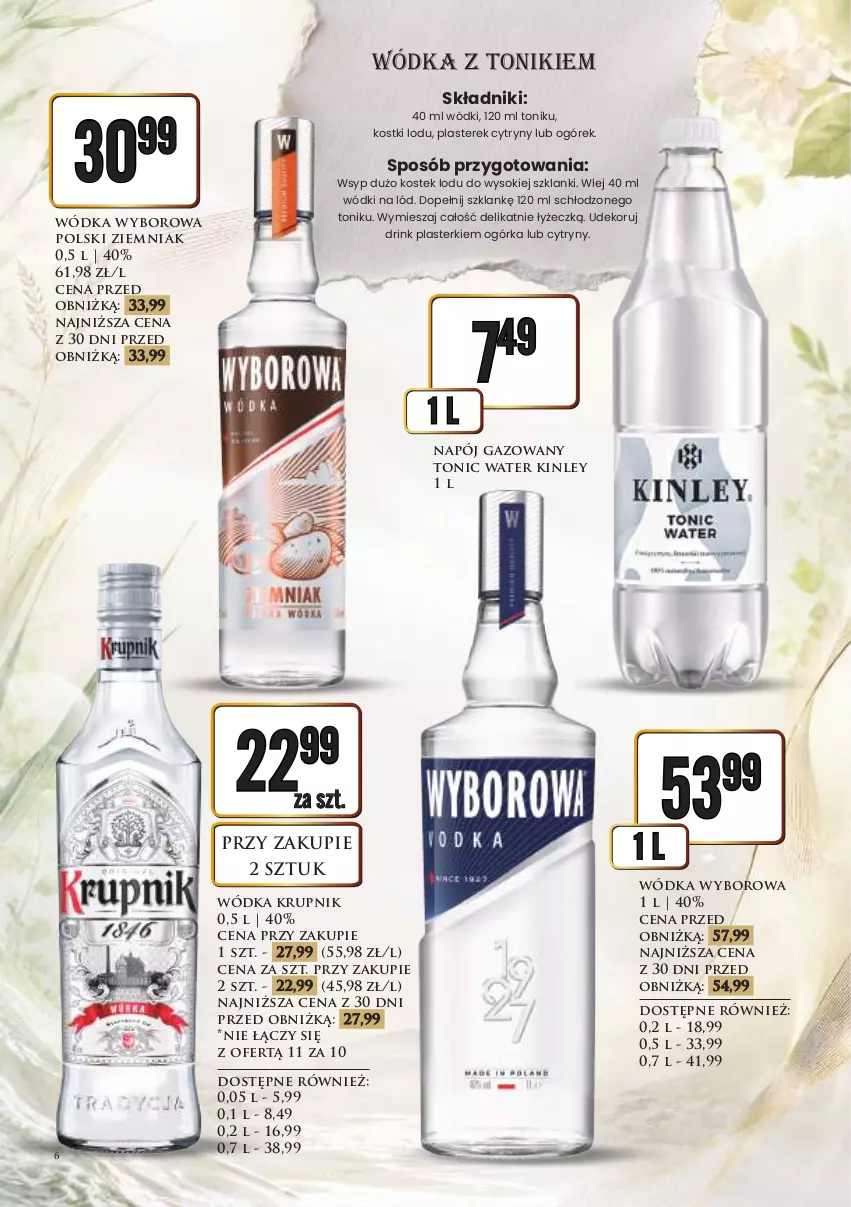 Gazetka promocyjna Dino - Katalog alkoholowyㅤ - ważna 10.08 do 14.08.2026 - strona 6 - produkty: Cytryny, Krupnik, Lanki, Napój, Napój gazowany, Ogórek, Plasterki, Sok, Stek, Tonik, Wódka, Wyborowa