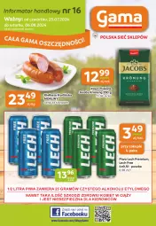 Gazetka promocyjna Gama - Gazetka Gama - Gazetka - ważna od 06.08 do 06.08.2024 - strona 1 - produkty: Piwa, Piwo, Piec, Gra, Kawa mielona, Kawa, Morliny, Jacobs, Kiełbasa, Lech Premium, Fa