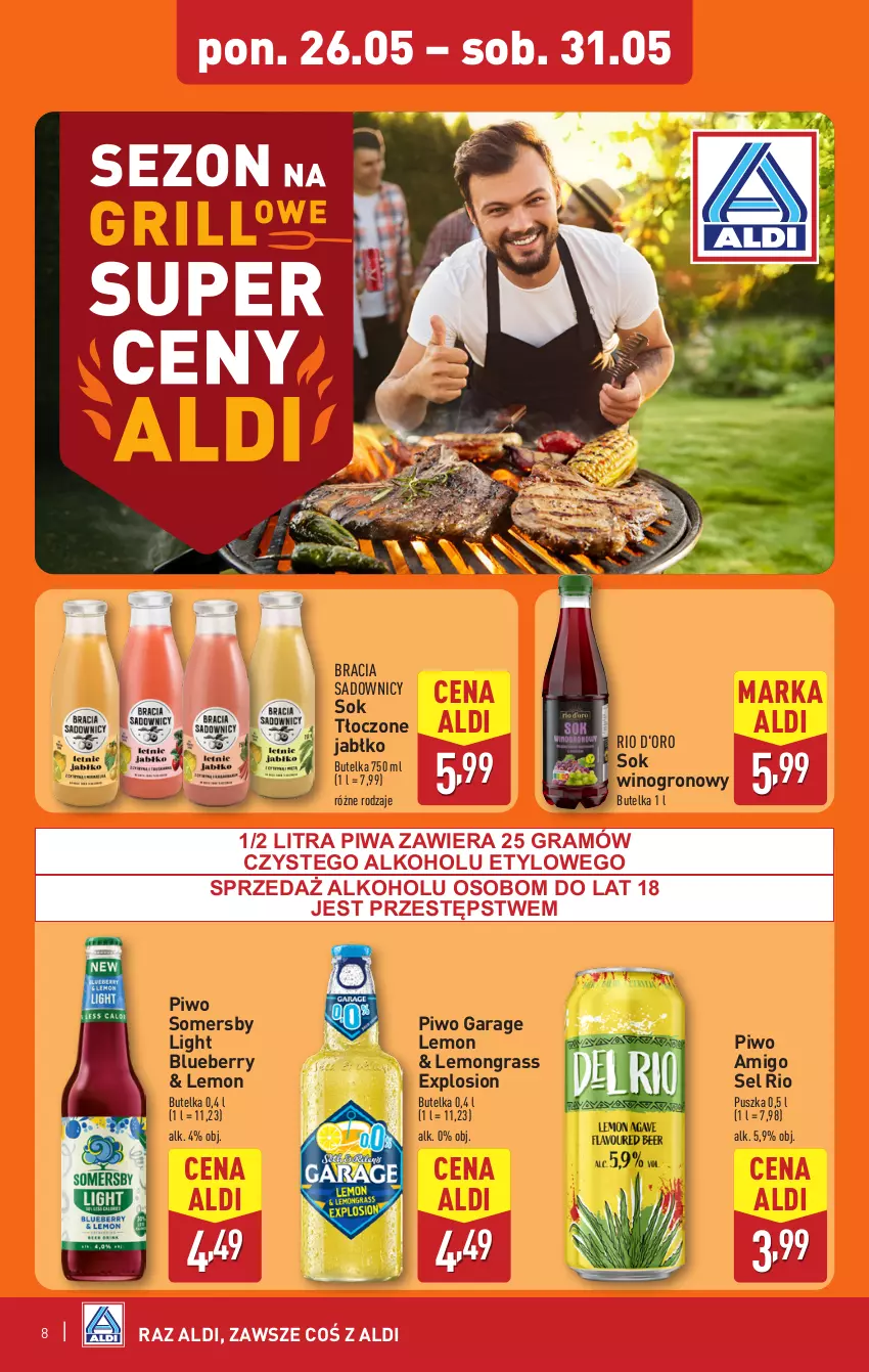 Gazetka promocyjna Aldi - Pełna oferta - ważna 26.05 do 31.05.2025 - strona 8 - produkty: Gra, Piwa, Piwo, Sok, Somersby, Wino