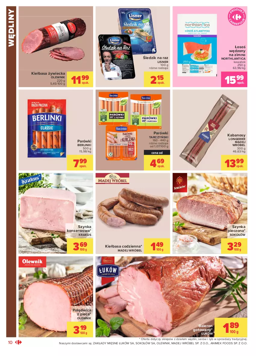 Gazetka promocyjna Carrefour - Gazetka Market - ważna 31.05 do 12.06.2021 - strona 10 - produkty: Berlinki, Kabanos, Kawa, Kiełbasa, Krakus, Lisner, Madej Wróbel, Olewnik, Parówki, Piec, Polędwica, Ser, Sok, Sokołów, Szynka, Szynka konserwowa, Tarczyński, Wałek