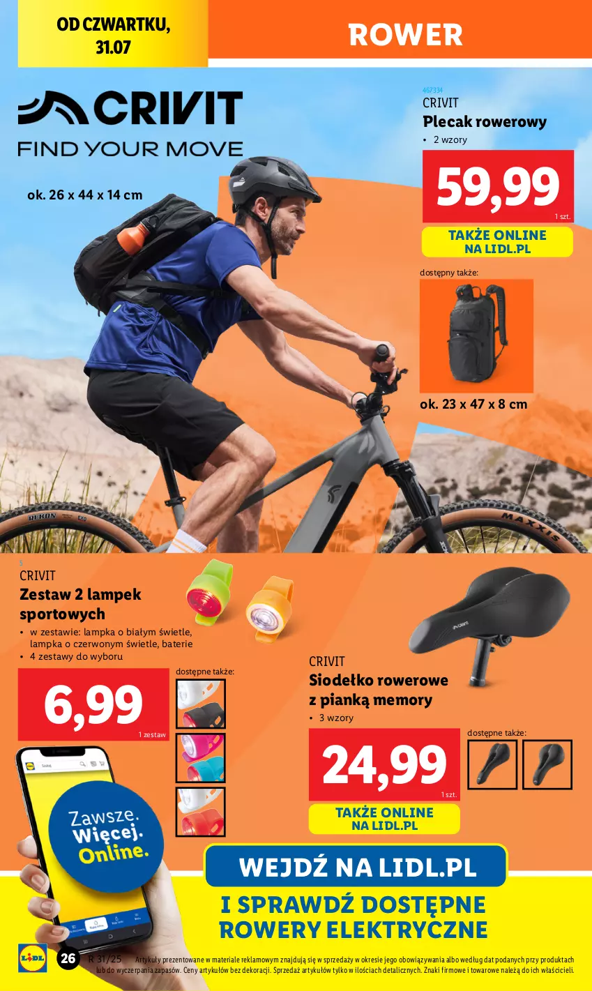 Gazetka promocyjna Lidl - GAZETKA - ważna 28.07 do 02.08.2025 - strona 26 - produkty: Plecak, Por, Rower, Rowery elektryczne, Sport