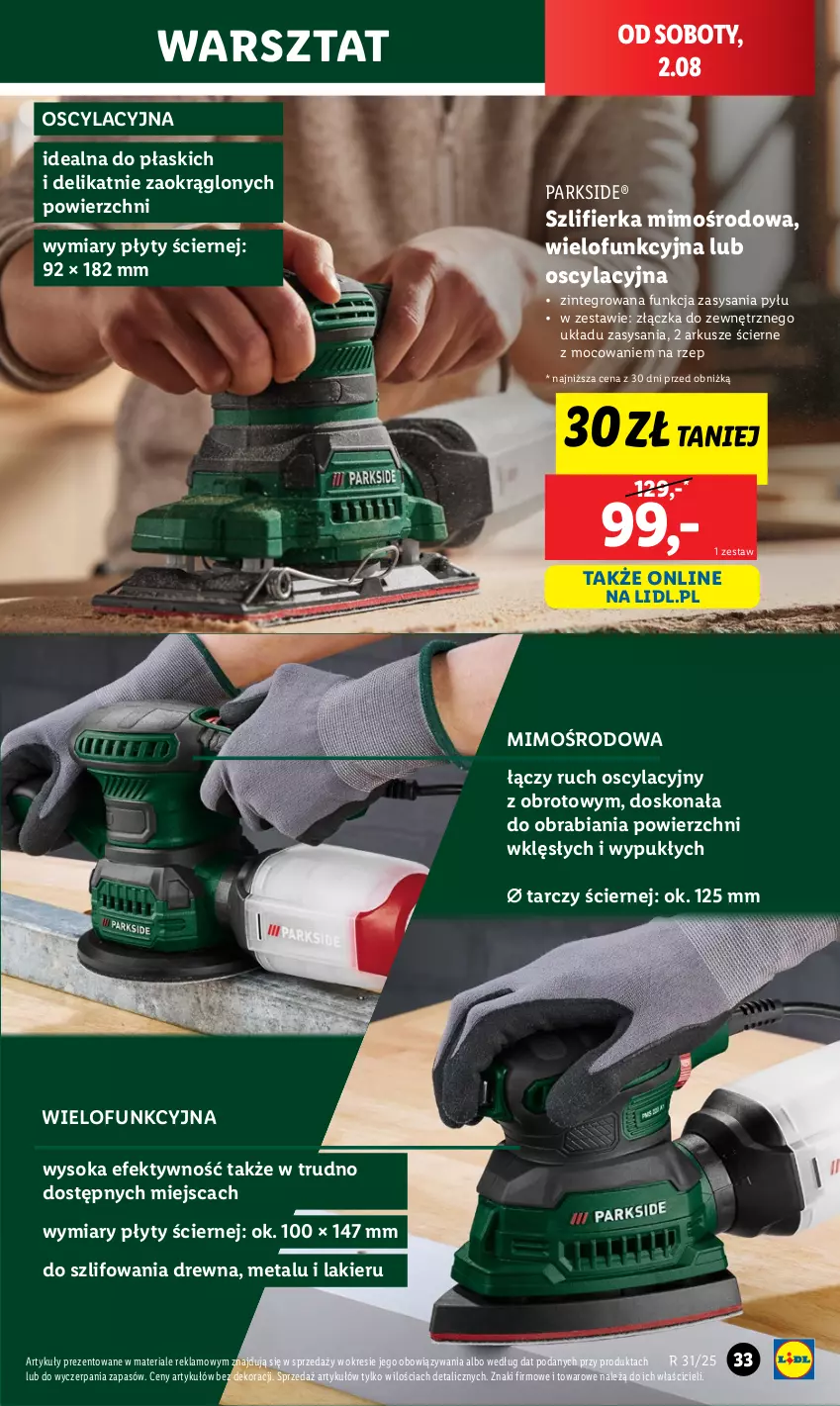 Gazetka promocyjna Lidl - GAZETKA - ważna 28.07 do 02.08.2025 - strona 37 - produkty: Lakier, Parkside, Sok, Szlifierka