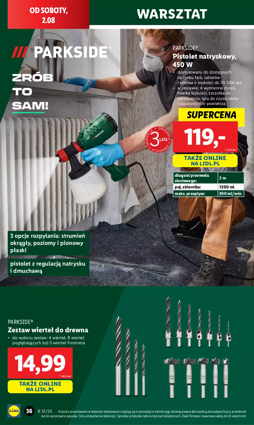 Gazetka promocyjna Lidl - GAZETKA - ważna 28.07 do 02.08.2025 - strona 40 - produkty: Fa, Lakier, Miarka, Parkside, Pistolet, Rum, Szczotka, Zestaw wierteł