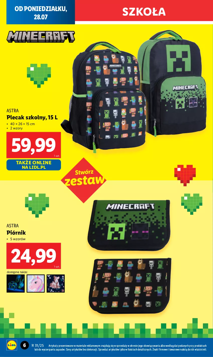 Gazetka promocyjna Lidl - GAZETKA - ważna 28.07 do 02.08.2025 - strona 6 - produkty: Piórnik, Plecak