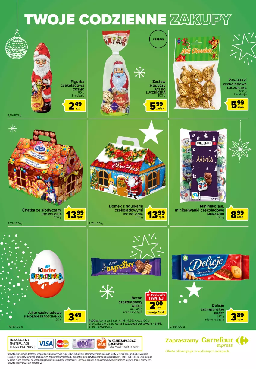 Gazetka promocyjna Carrefour - Gazetka Express - ważna 13.12 do 19.12.2022 - strona 6 - produkty: Baton, Delicje, Kinder, Kosz, Zawieszki, Znicz