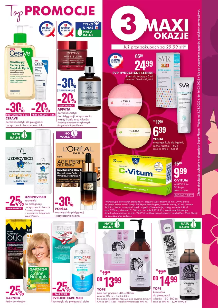 Gazetka promocyjna Super Pharm - Gazetka - ważna 03.03 do 16.03.2022 - strona 3 - produkty: Body, CeraVe, Eveline, Fa, Garnier, Kosmetyki do pielęgnacji, LG, Mus, Olej, Por, Yope