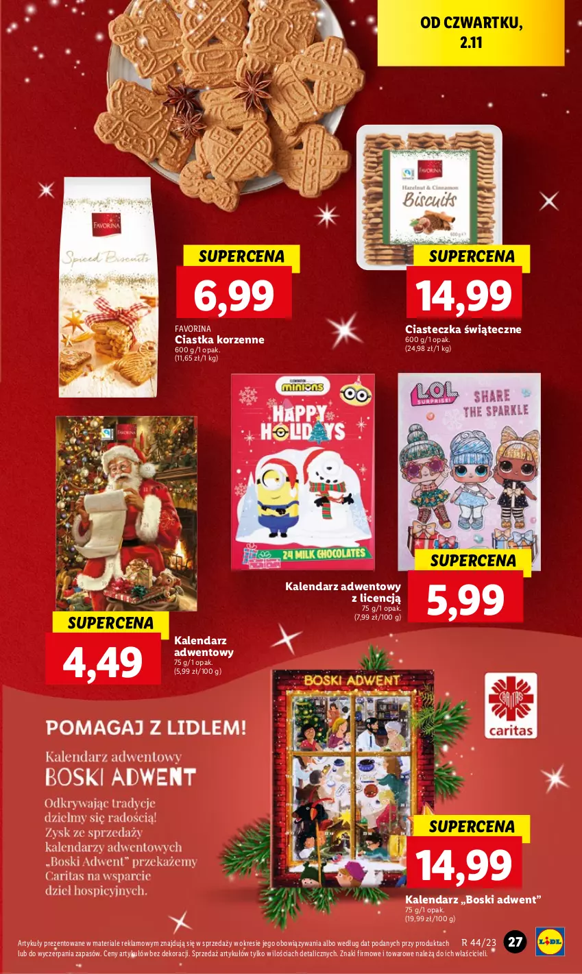 Gazetka promocyjna Lidl - GAZETKA - ważna 02.11 do 04.11.2023 - strona 39 - produkty: Ciastka, Fa, Kalendarz, Kalendarz adwentowy