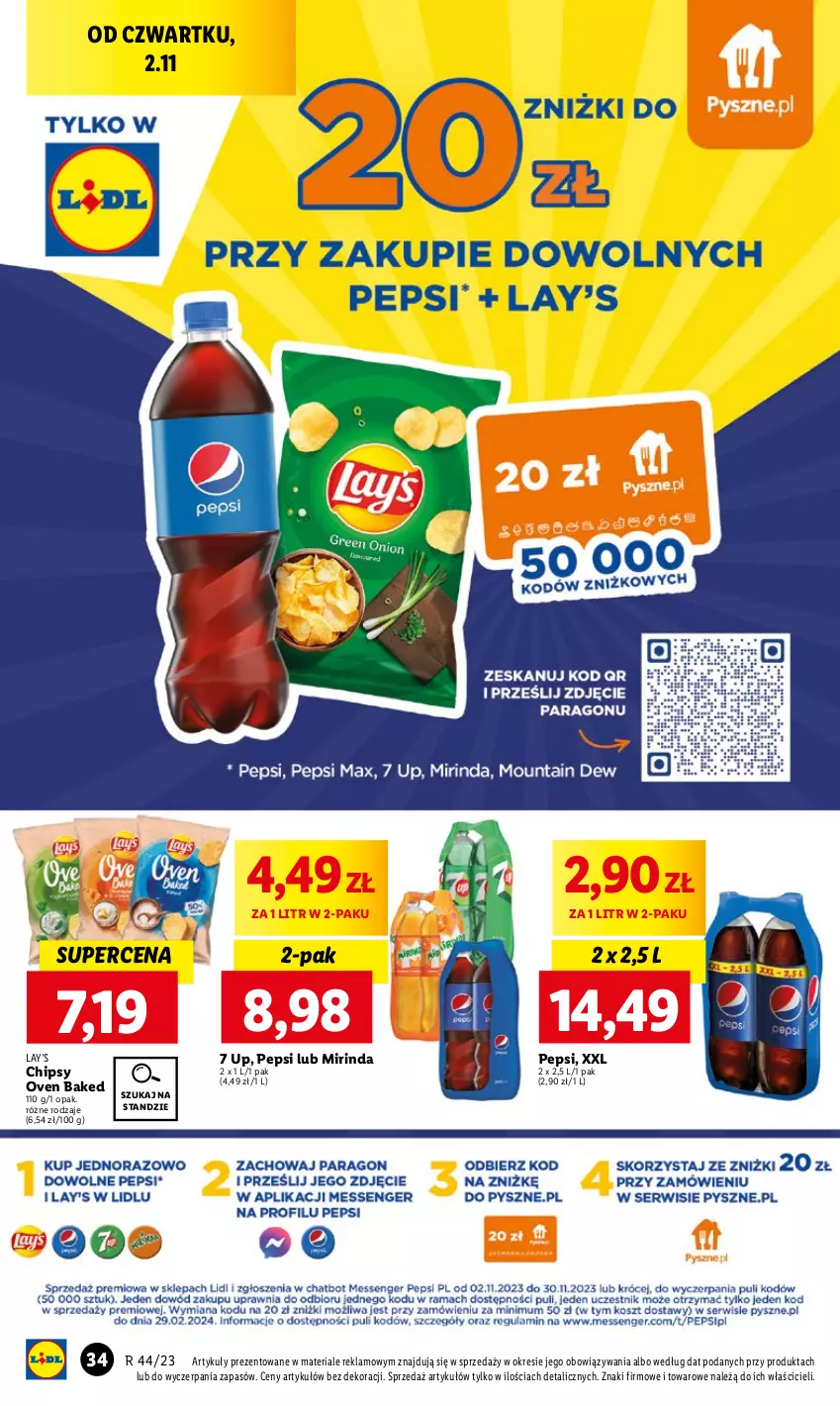 Gazetka promocyjna Lidl - GAZETKA - ważna 02.11 do 04.11.2023 - strona 48 - produkty: Chipsy, Lay’s, Mirinda, Pepsi