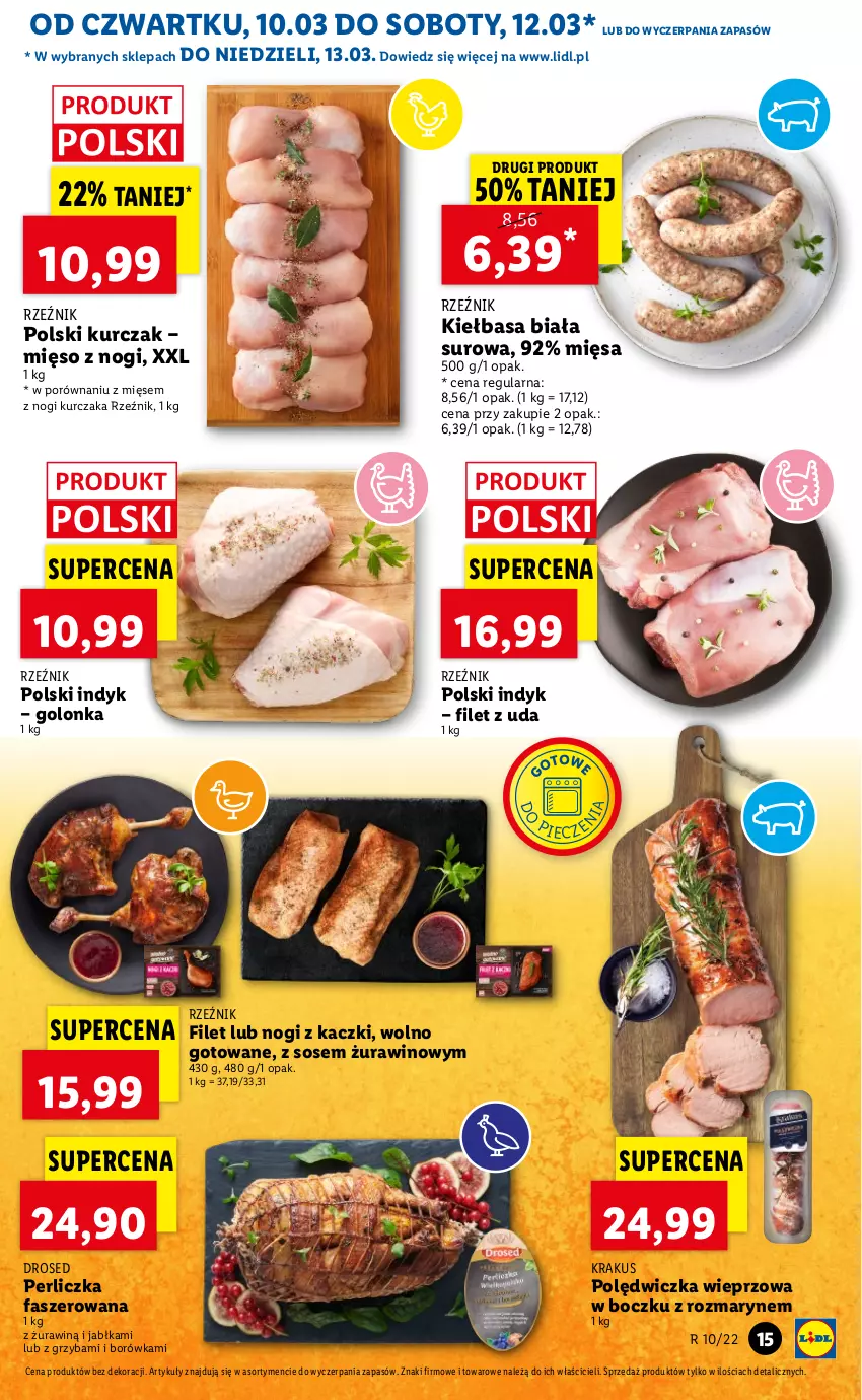 Gazetka promocyjna Lidl - GAZETKA - ważna 10.03 do 13.03.2022 - strona 15 - produkty: Borówka, Fa, Jabłka, Kiełbasa, Kiełbasa biała, Krakus, Kurczak, Mięso, Perliczka, Polędwiczka wieprzowa, Por, Sos, Wino