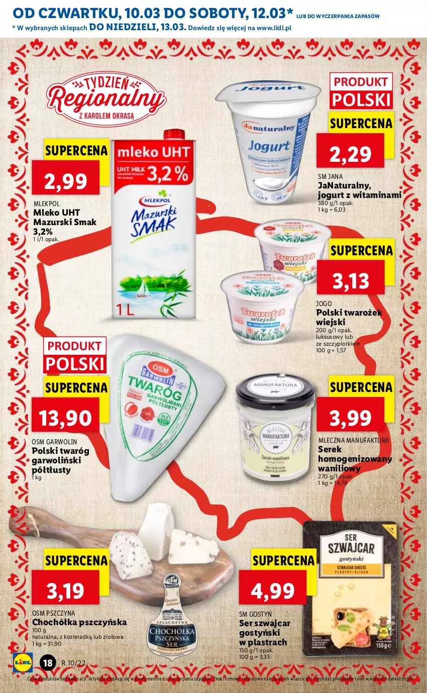 Gazetka promocyjna Lidl - GAZETKA - ważna 10.03 do 13.03.2022 - strona 18 - produkty: Fa, Jogurt, Mleko, Ser, Serek, Serek homogenizowany, Twaróg