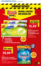 Gazetka promocyjna Lidl - GAZETKA - Gazetka - ważna od 13.03 do 13.03.2022 - strona 5 - produkty: Por, Papier, Finish, Tablet, Papier toaletowy, Zmywarki, Flora, Waga, Tabletki do zmywarki