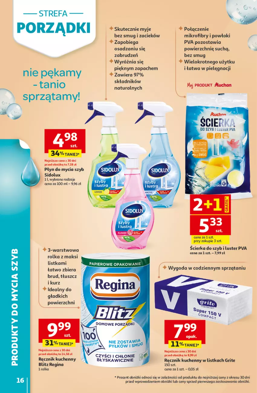 Gazetka promocyjna Auchan - Strefa Porządki Hipermarket - ważna 19.03 do 25.03.2026 - strona 16 - produkty: Fa, Gin, Płyn do mycia, Ręcznik, Ręcznik kuchenny, Sidolux