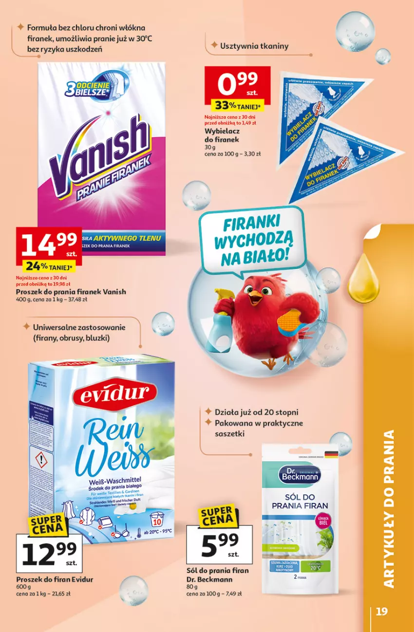 Gazetka promocyjna Auchan - Strefa Porządki Hipermarket - ważna 19.03 do 25.03.2026 - strona 19 - produkty: Obrus, Proszek do prania, Sól, Top, Vanish