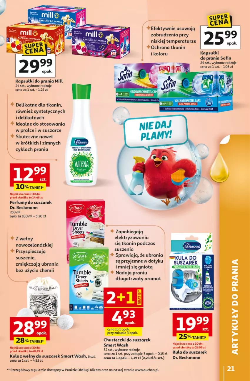 Gazetka promocyjna Auchan - Strefa Porządki Hipermarket - ważna 19.03 do 25.03.2026 - strona 21 - produkty: Chusteczki, Kapsułki do prania, Perfum, Ubrania