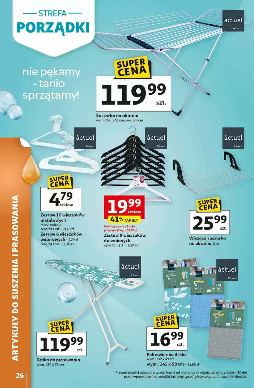 Gazetka promocyjna Auchan - Strefa Porządki Hipermarket - ważna 19.03 do 25.03.2026 - strona 26 - produkty: Deska do prasowania, Pokrowiec, Pokrowiec na deskę, Suszarka, Ubrania, Wieszak